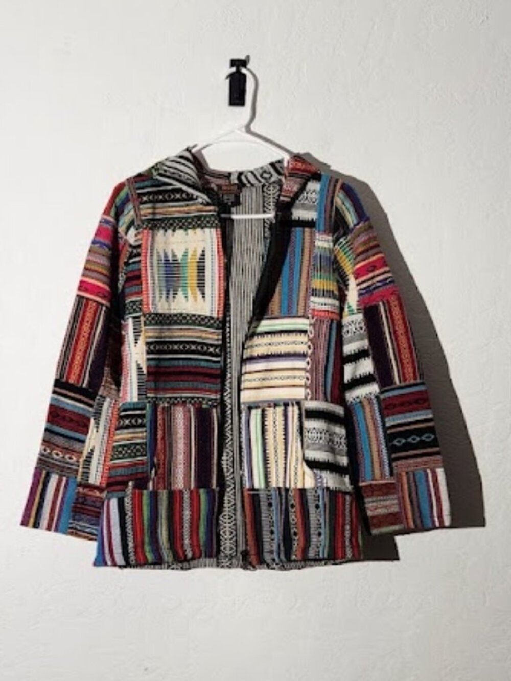 Rising International Multicolor Woven Patchwork Full Zip Jacket Size Small